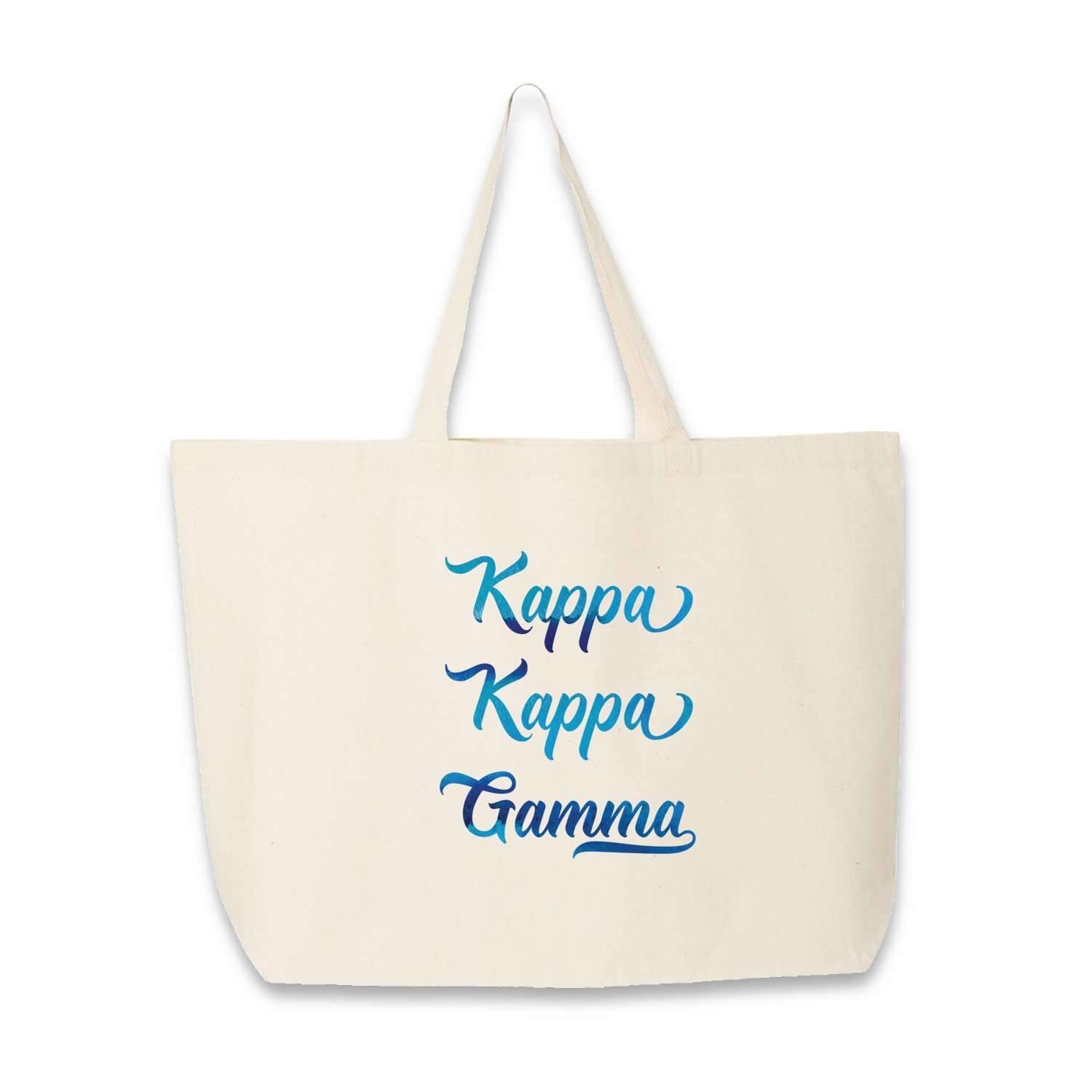 Kappa Kappa Gamma sorority name custom printed on canvas tote bag