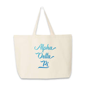 Alpha Delta Pi sorority name custom printed on canvas tote bag