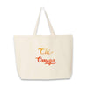 Chi Omega sorority name custom printed on canvas tote bag
