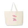 Phi Mu sorority name custom printed on canvas tote bag