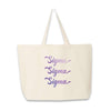 Sigma Sigma Sigma sorority name custom printed on canvas tote bag