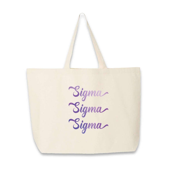 Sigma Sigma Sigma sorority name custom printed on canvas tote bag