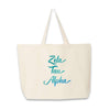 Zeta Tau Alpha sorority name custom printed on canvas tote bag