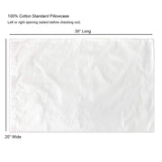 Pillowcase sizing chart.