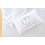 Sorority name in handwriting heart design custom printed on pillowcase.