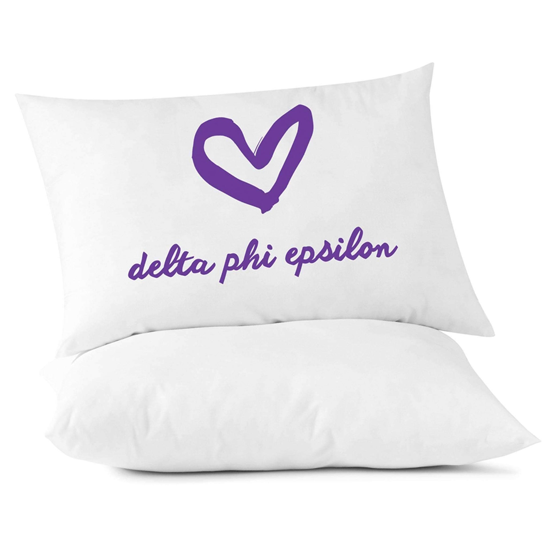 DPE sorority name heart design custom printed on pillowcase.