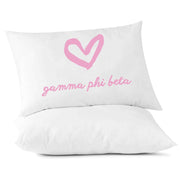 GPB sorority name heart design custom printed on pillowcase.