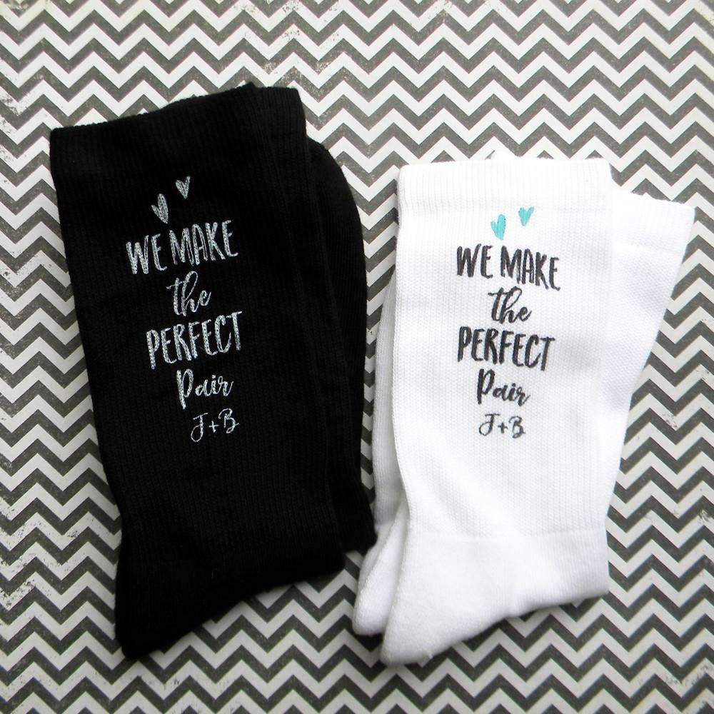 We make the perfect pair custom printed on matching his and hers crew socks make a great valentines day gift.